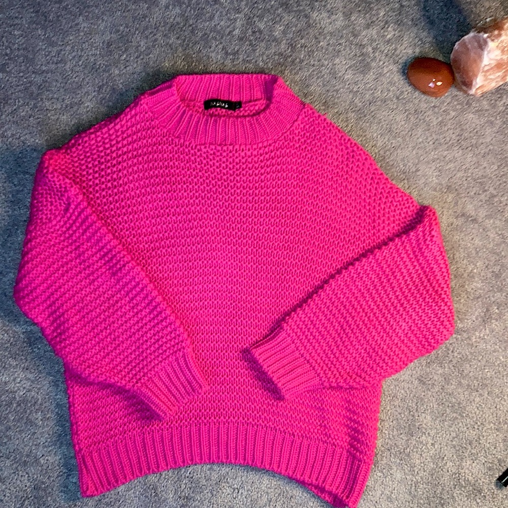 NAANAA Chunky Knit Bright Pink Sweater